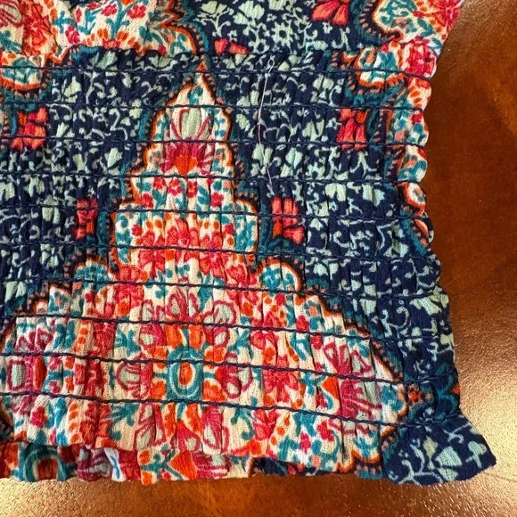 Red and Blue Cropped Wrap Blouse with Dolman Sleeves by twine & string, … - Picture 6 of 8